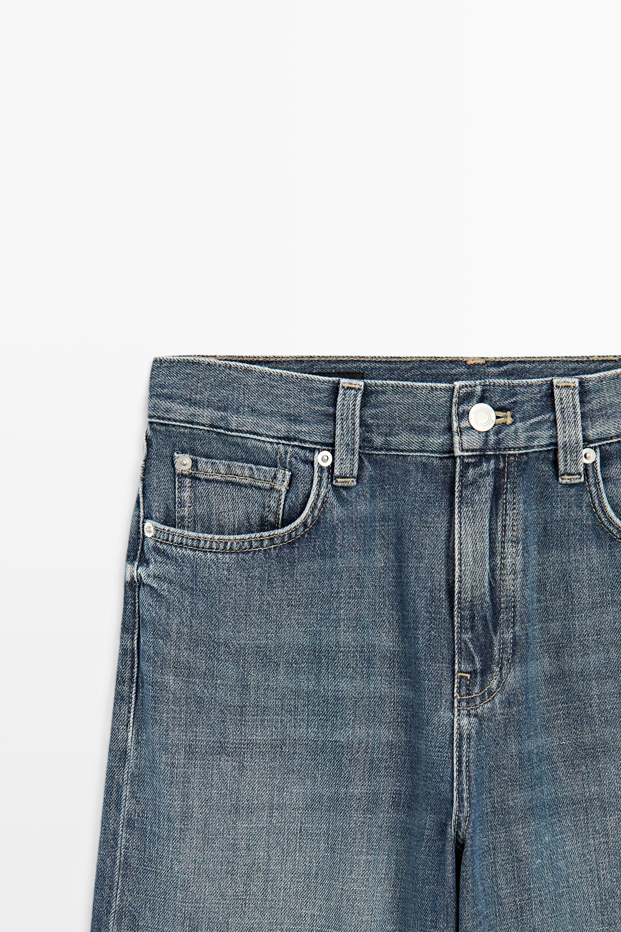 Jean wide leg cropped taille moyenne